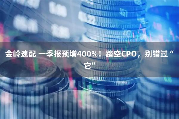 金岭速配 一季报预增400%！踏空CPO，别错过“它”