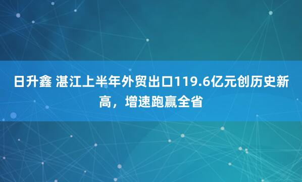 日升鑫 湛江上半年外贸出口119.6亿元创历史新高，增速跑赢全省